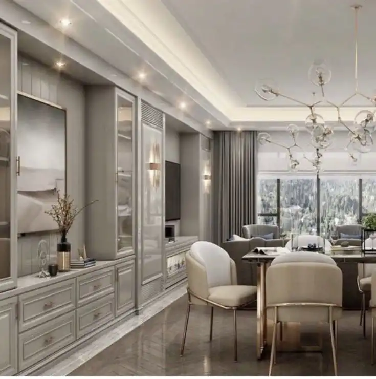 Elegant POP false ceiling with decorative molding for bedroom